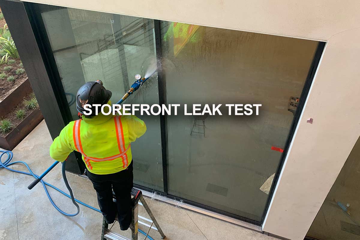 Storefront glass water leak test in Las Vegas